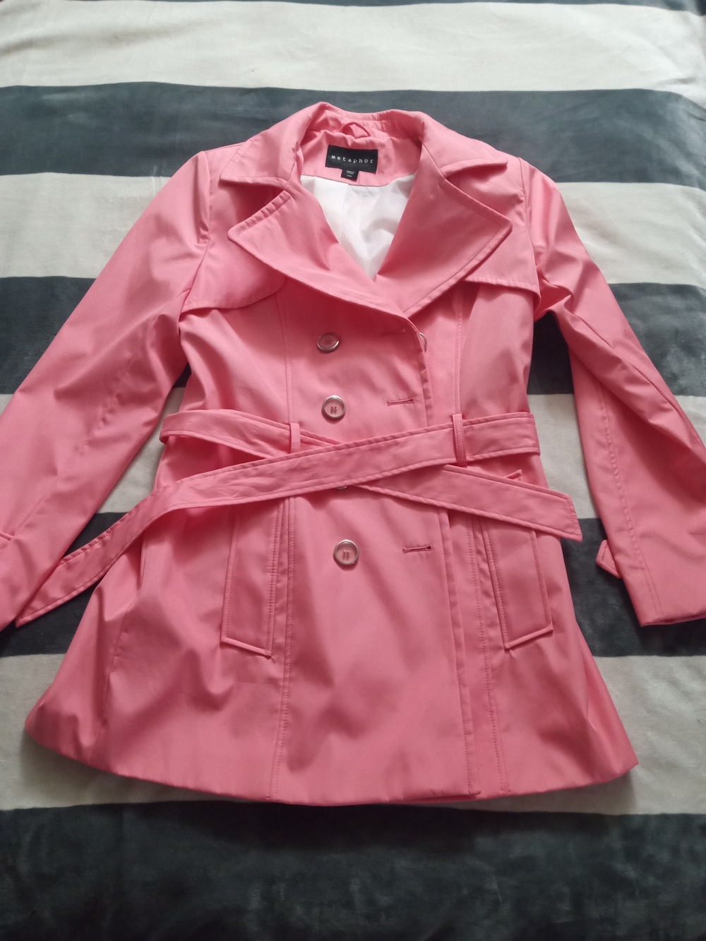Metaphor Rose Pink Double-Breasted Trench with Self-Tie Belt